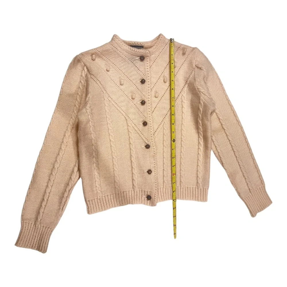 Achalm Strick German Virgin Wool Vintage Cardigan Cream Cable Knit Size Small - Picture 4 of 13
